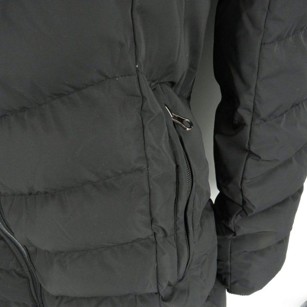 Women's Black Winter Puffer Coat Jacket Faux Fur Removable Hood L NWT - Picture 2 of 6